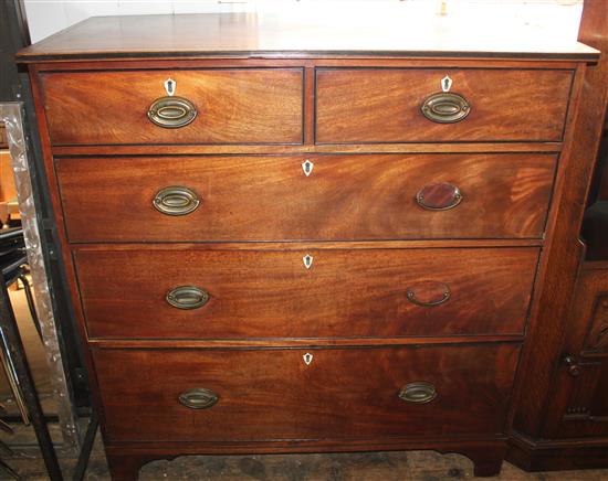 Regency mahogany chest, fitted two short and three long drawers